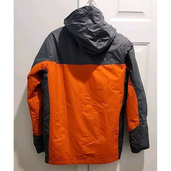 COLUMBIA Youth 18/20 Deep Orange Vivid Orange Gray Colorblock Interchange Jacket - Picture 7 of 11